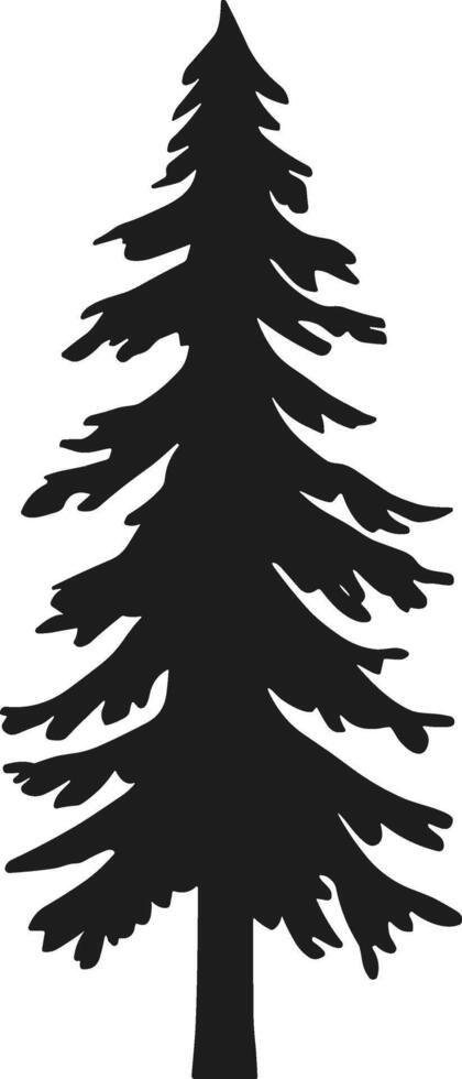 Silhouette of Spruce Tree - Evergreen Forest Illustration vector