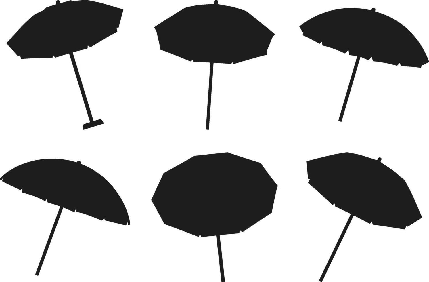 Beach Umbrella Silhouettes Set - Summer Vacation vector