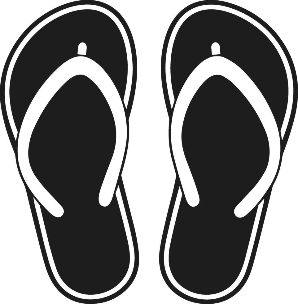 Flip Flops Silhouette - Summer Beach Sandals Black Illustration vector