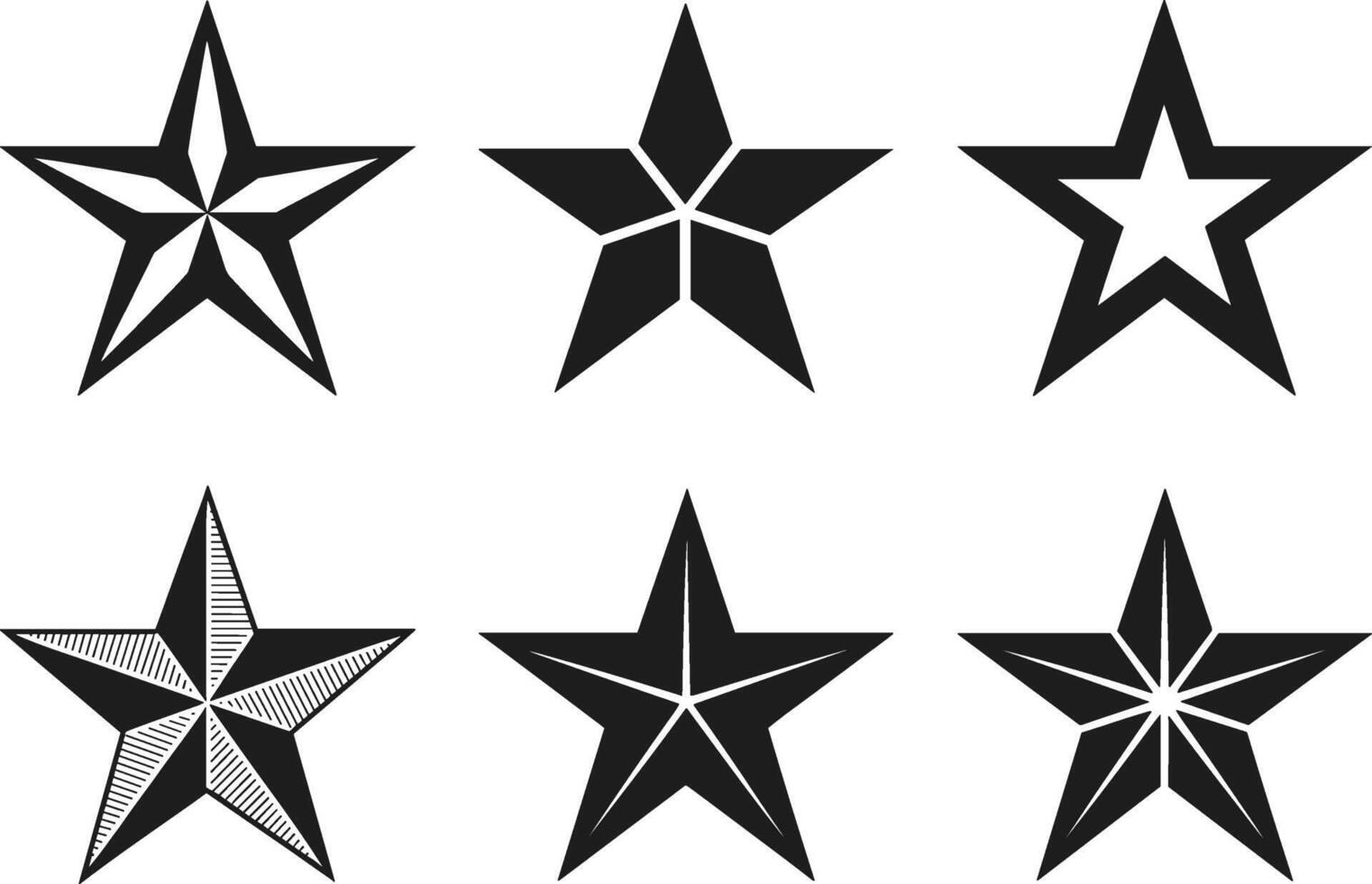 Set of 6 Patriotic Star Silhouette Icons for USA Independence Day Design vector