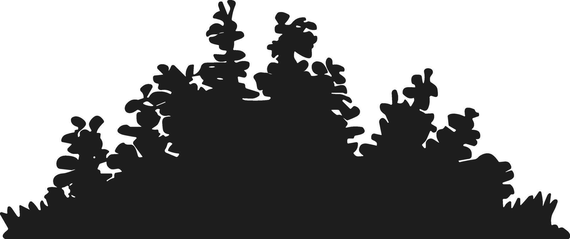 Bushes and Shrubs Silhouette - Dense Foliage Landscape Illustration vector