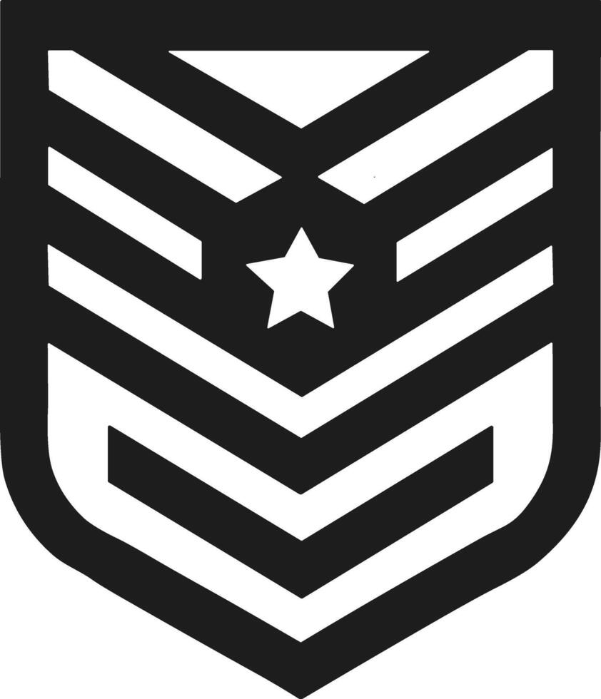 Military Chevron Badge Silhouette with Star - Rank Insignia Emblem vector