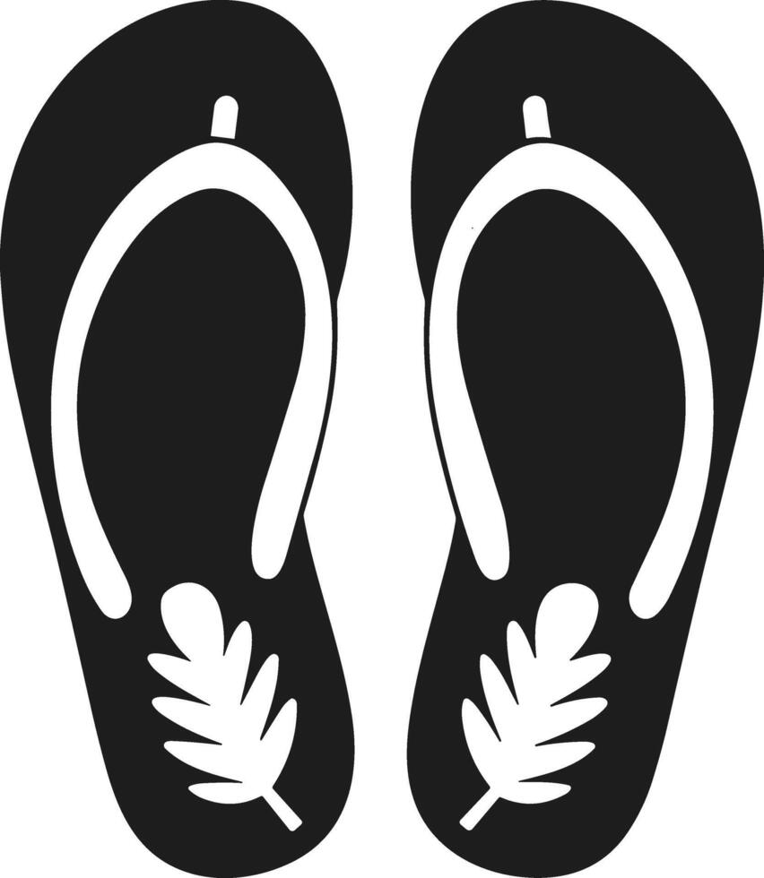 Flip Flop Silhouette - Tropical Sandals with Leaf Design for Summer Themes vector