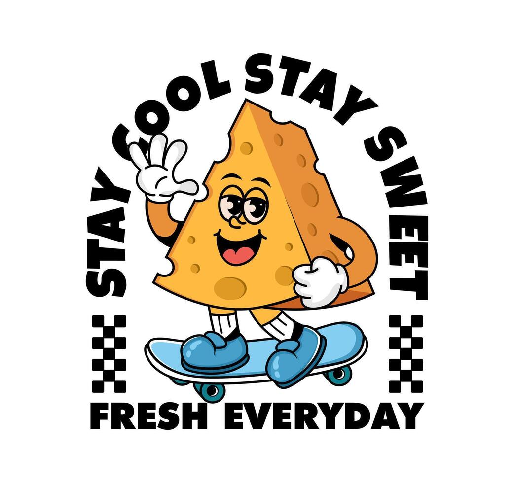 Cheese character skating happily vector