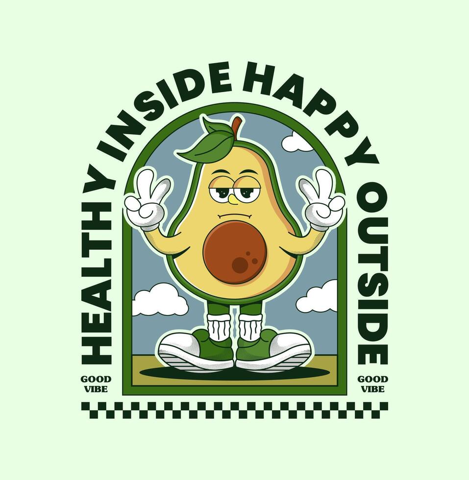 Cartoon avocado with happy expression vector