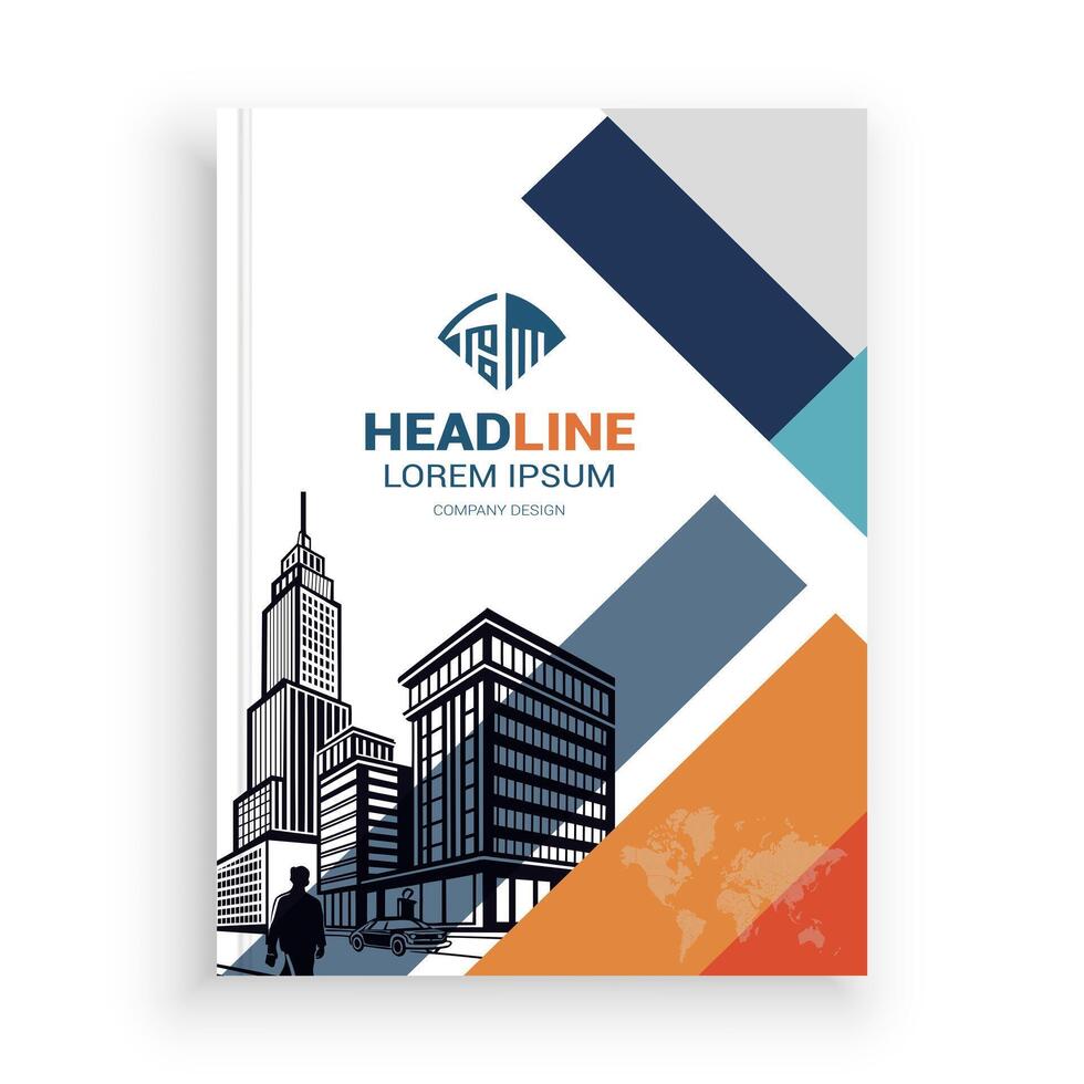 a brochure cover with a city skyline Design. vector
