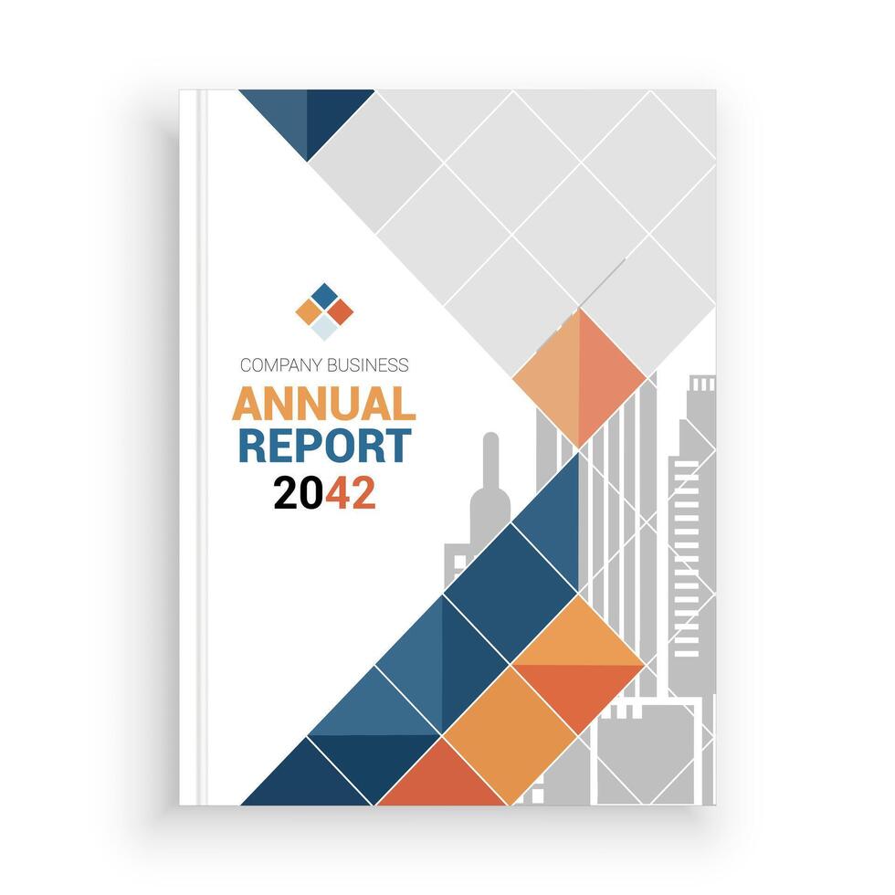 the annual report cover is designed to look like a cityscape vector