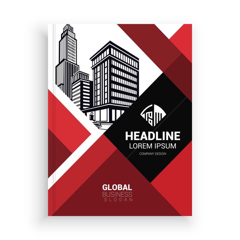 a red and black cover for a business brochure vector