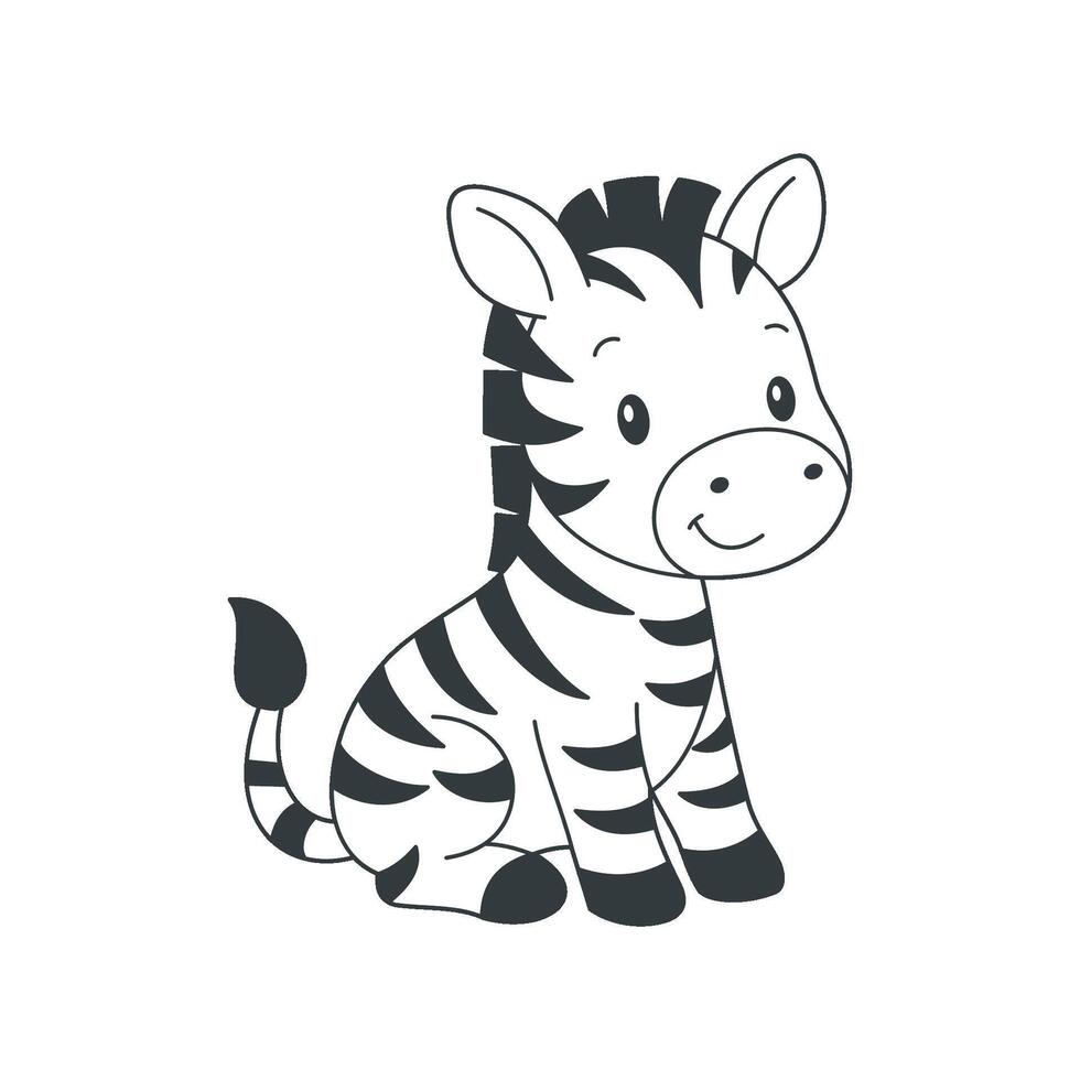 Cute cartoon Zebra coloring book illustration design templates simple and modern concept vector