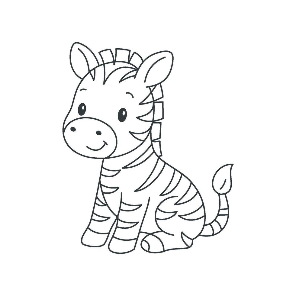 Cute cartoon Zebra coloring book illustration design templates simple vector