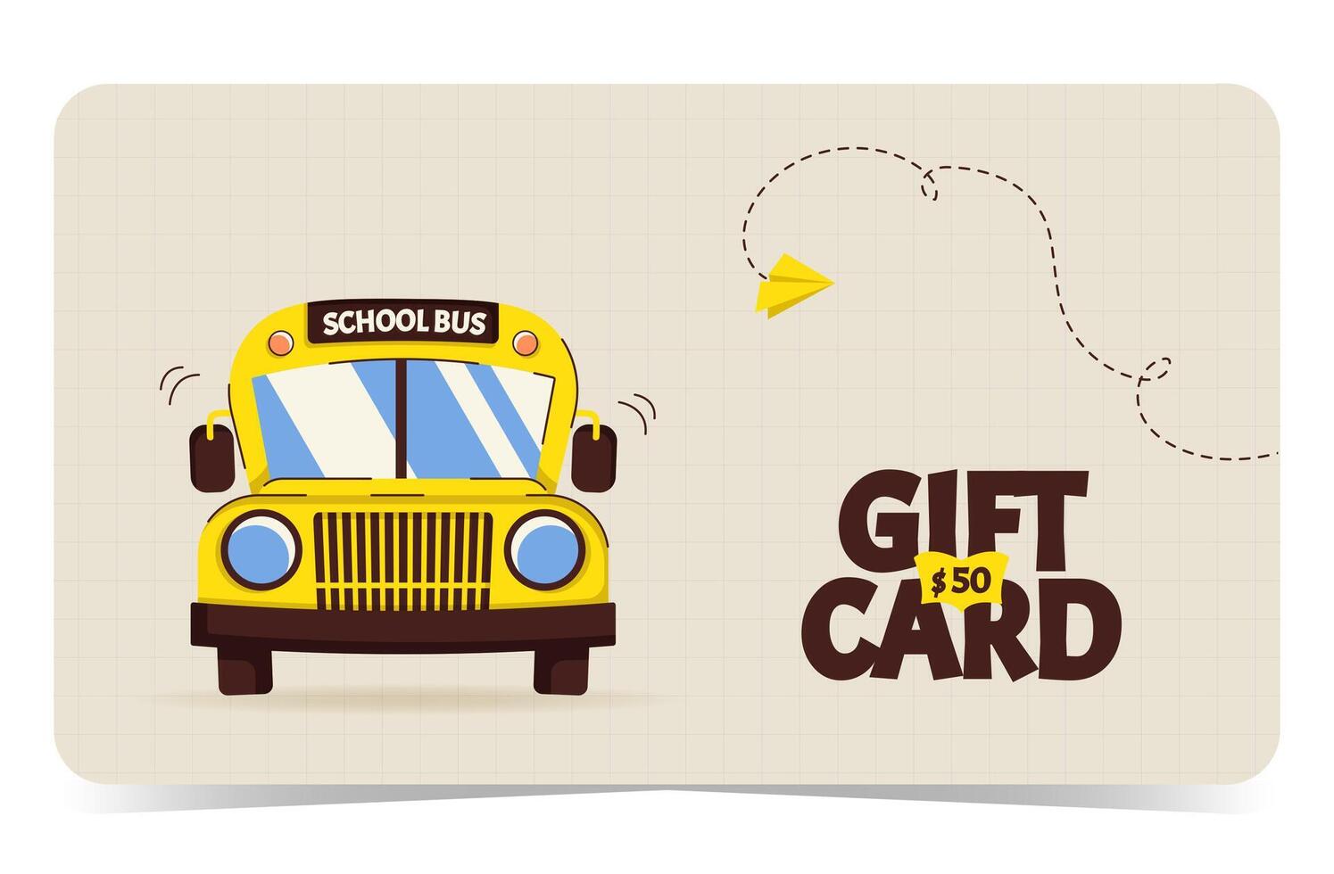 School bus gift card design vector