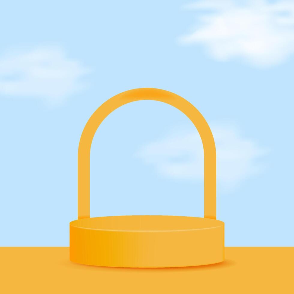 Yellow display stage with sky backdrop vector