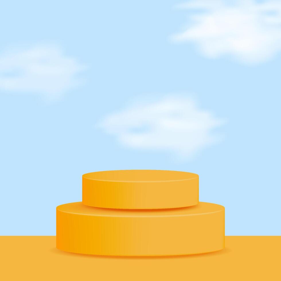 Yellow cylinder on blue background vector