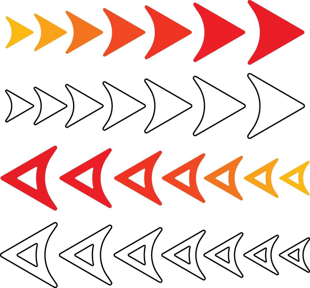 Set of colorful forward and backward arrows on a white background vector