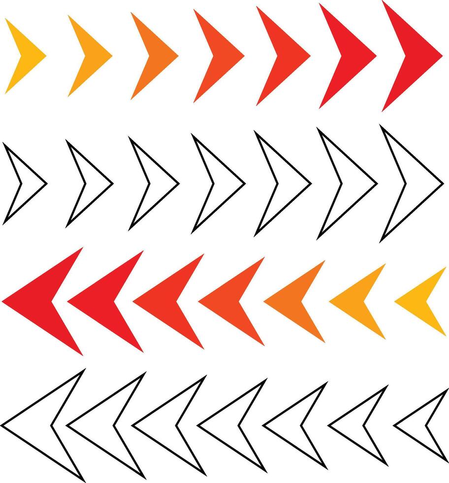 Colorful arrow icons pointing in various directions on a white background vector