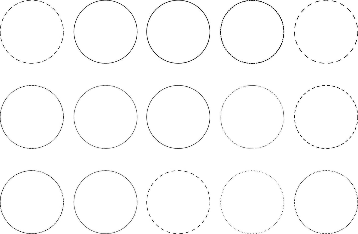 Diverse circle outlines in black and white on a plain background vector