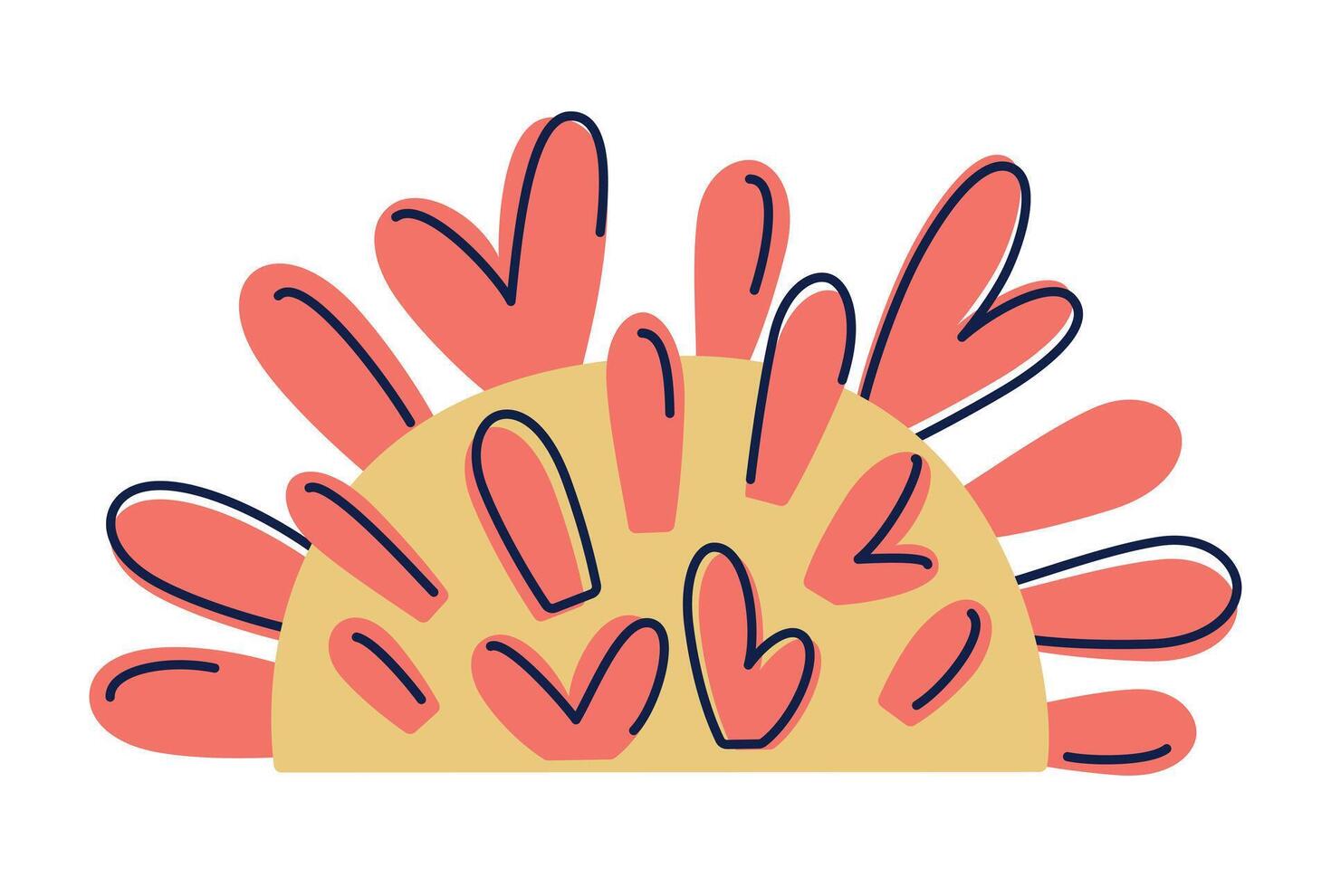 Flat cartoon illustration of underwater coral in simplified childlike style. Bright marine element with rounded shapes. Ocean floor decoration, educational design, kids theme, sea life concept vector