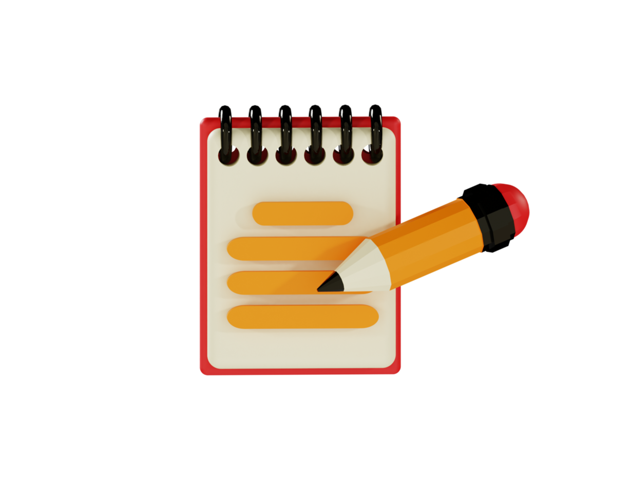 A notebook with a pencil and a pen on top png