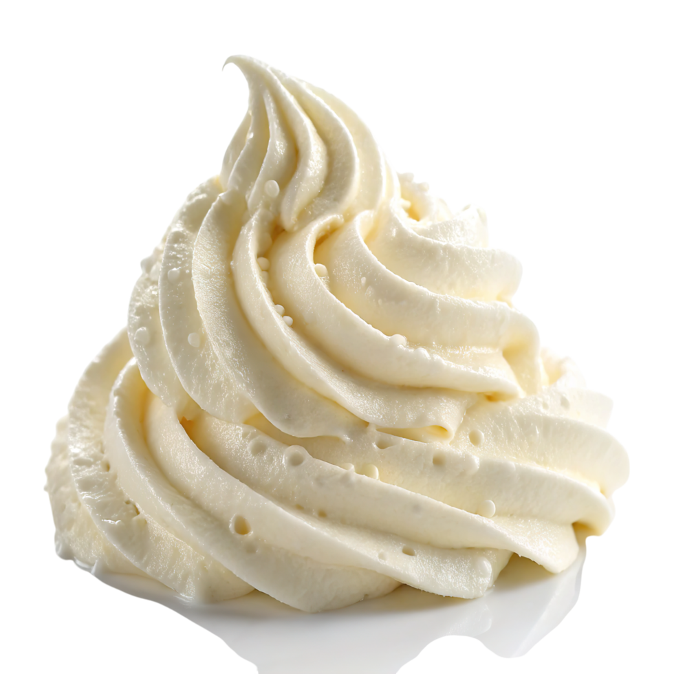 A swirl of fresh whipped cream isolated on transparent background png
