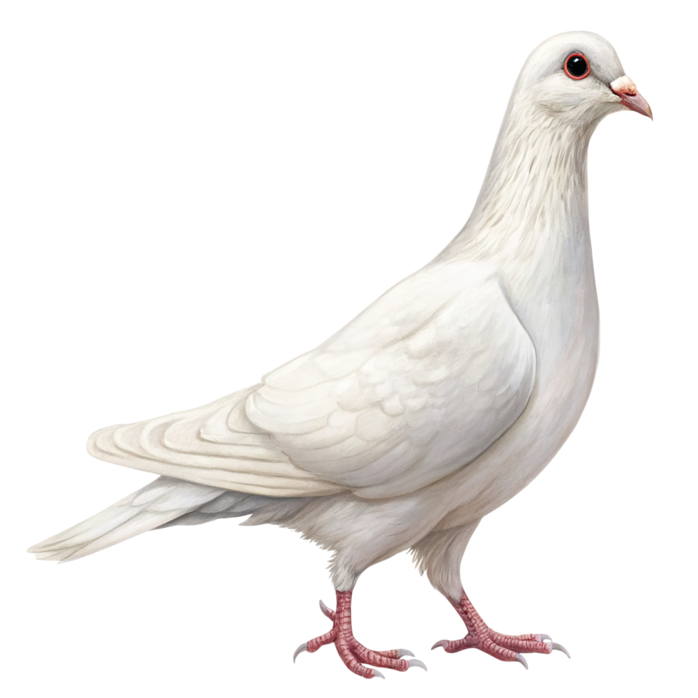 A white dove isolated on transparent background in a studio shot png