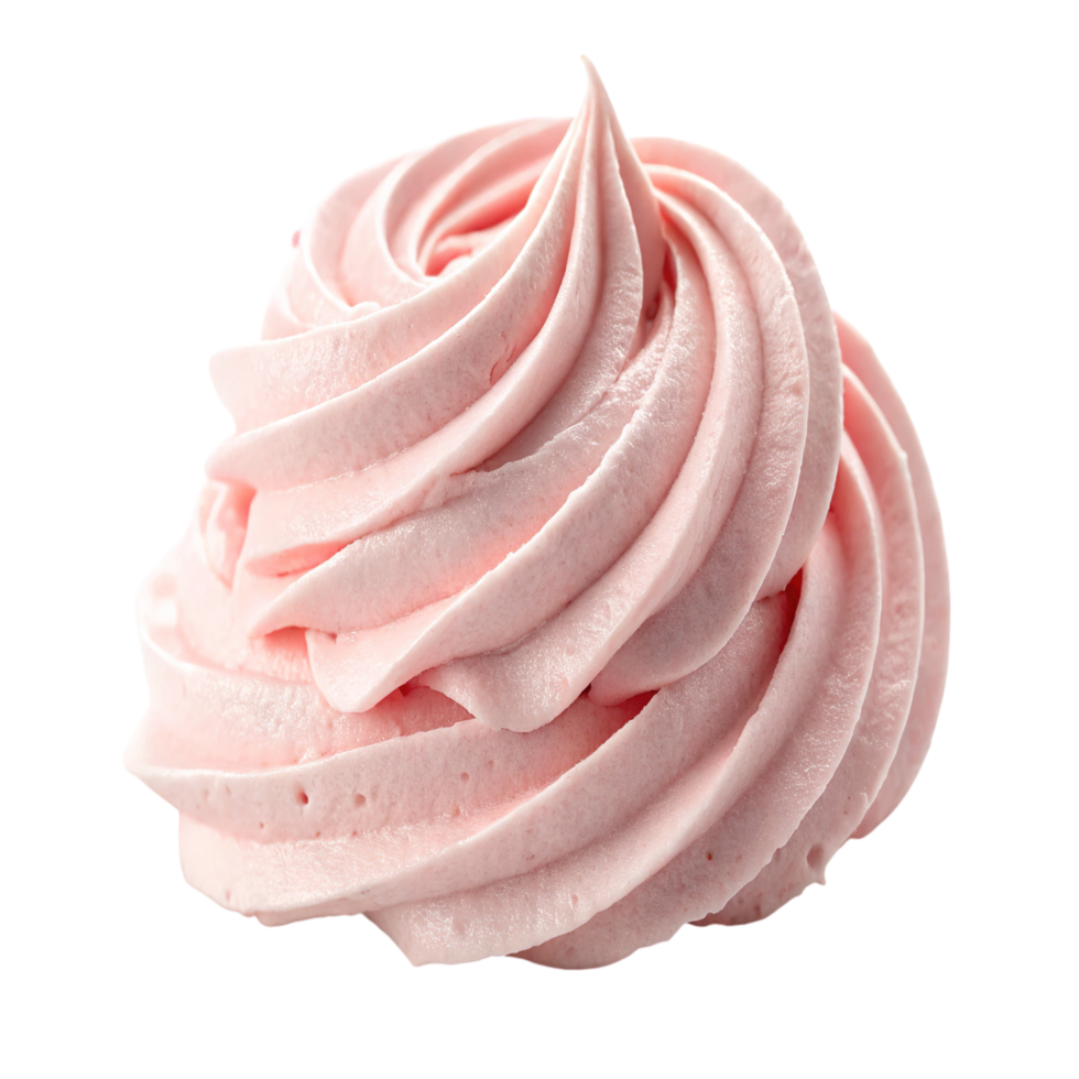A pink meringue isolated on transparent background in studio shot png