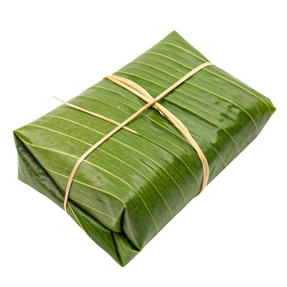 A tamale wrapped in banana leaf isolated on transparent background png