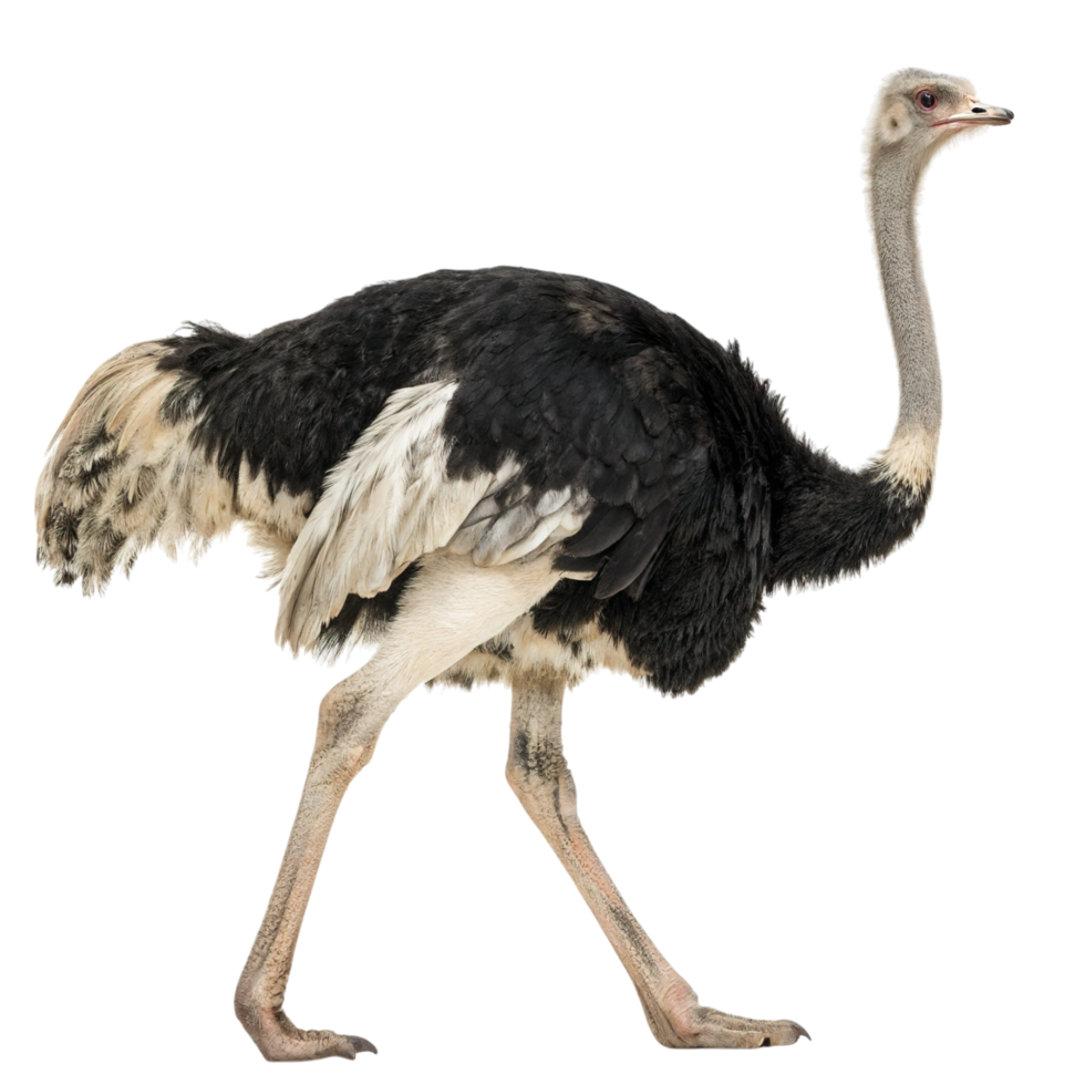 An ostrich walking isolated on transparent background in profile view png