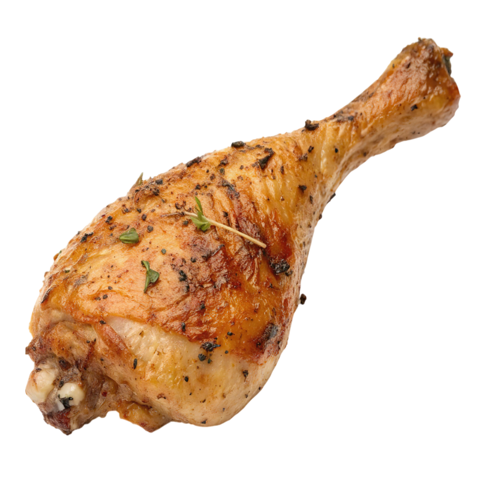A roasted chicken leg isolated on transparent background png