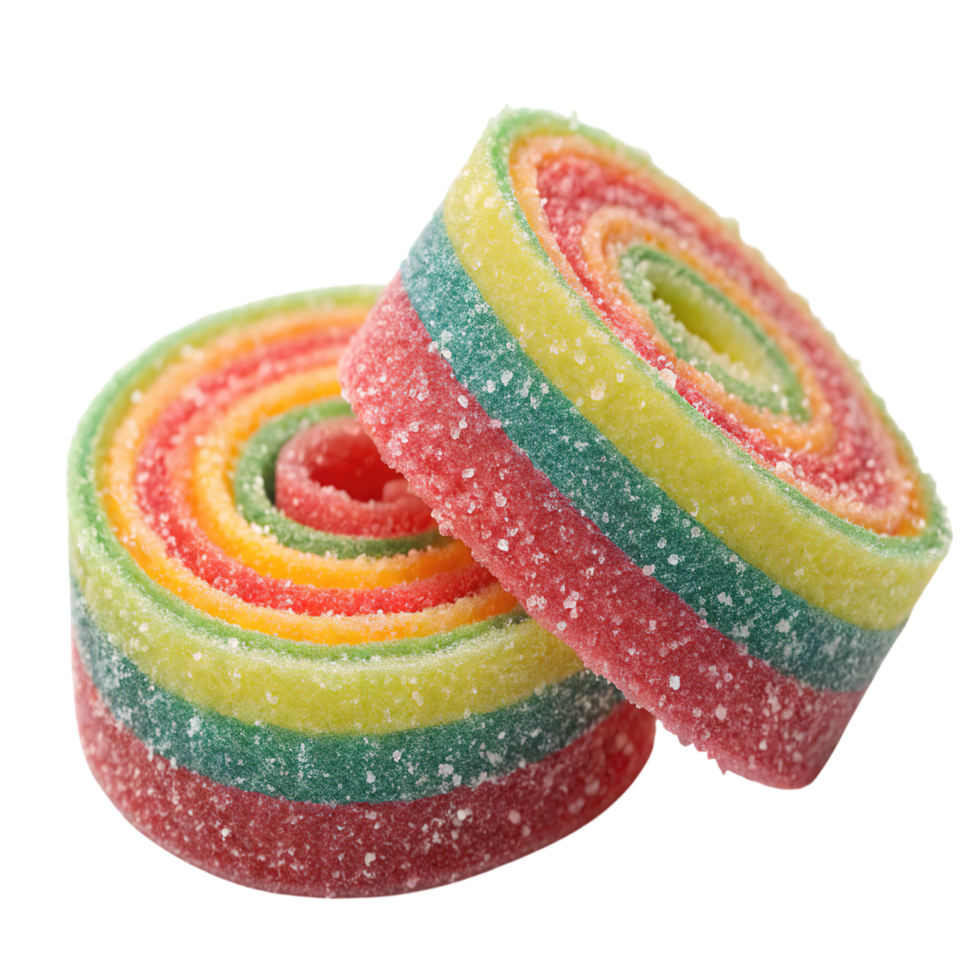 A colorful candy rolls isolated on transparent background, sugary treat png