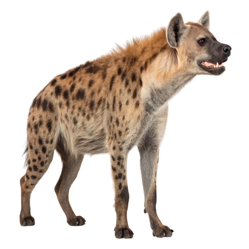 A spotted hyena standing isolated on transparent background png