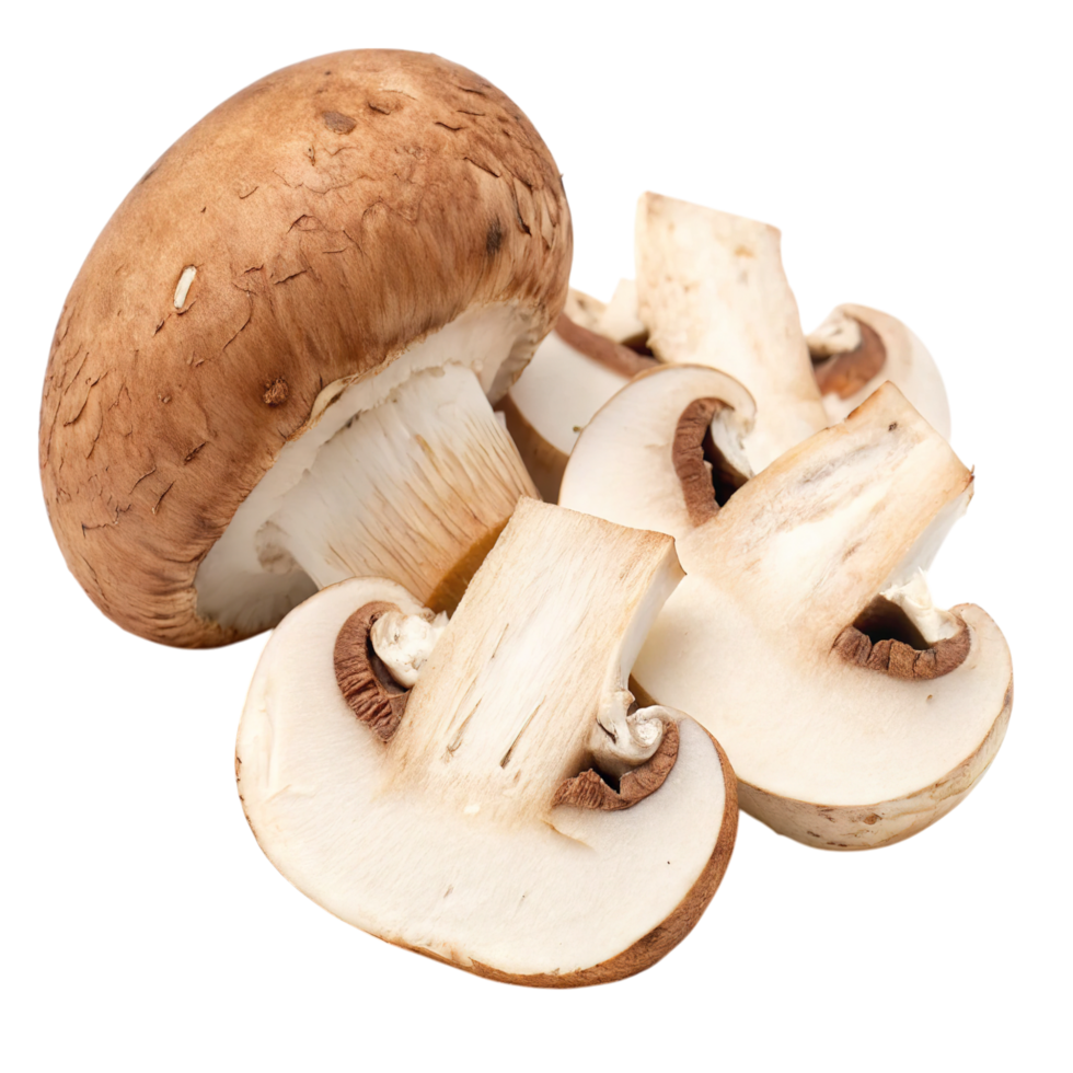 Fresh brown mushrooms isolated on transparent background png