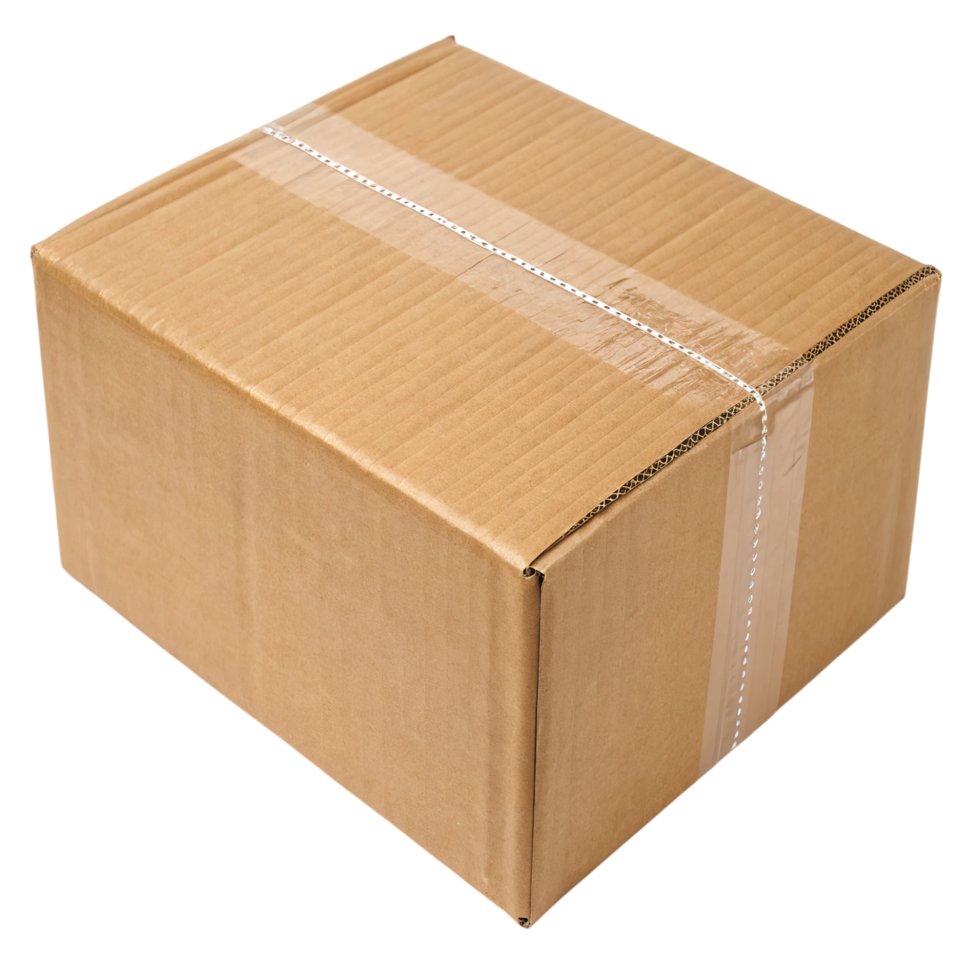 A brown cardboard box isolated on transparent background png