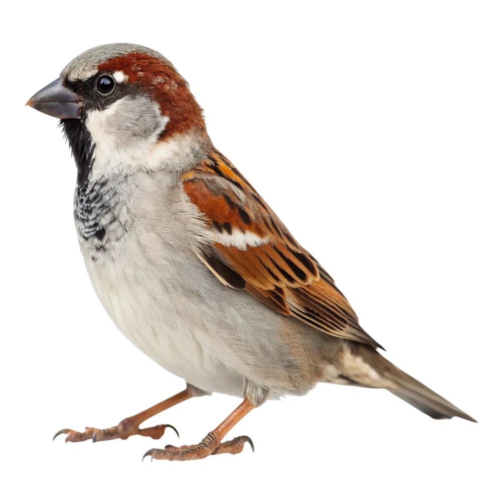 A house sparrow standing isolated on transparent background png