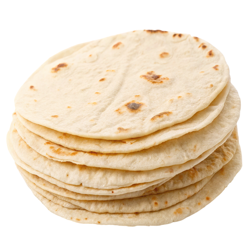 A stack of tortillas isolated on transparent background, ready to eat png