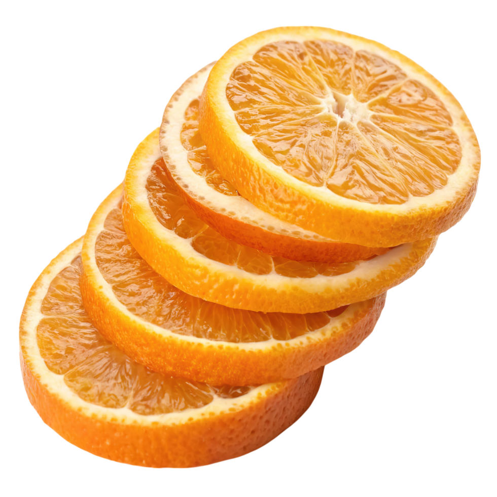 Stack of fresh orange slices isolated on transparent background png