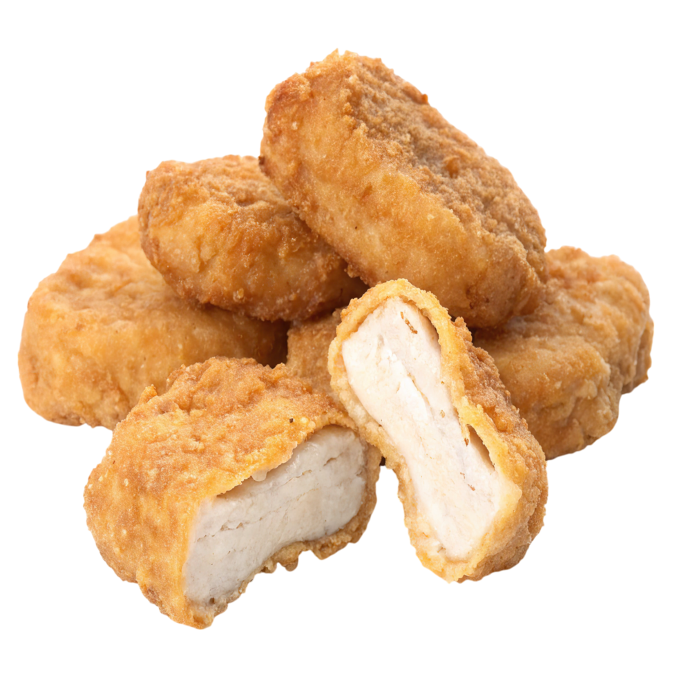 A pile of fried chicken nuggets isolated on transparent background png