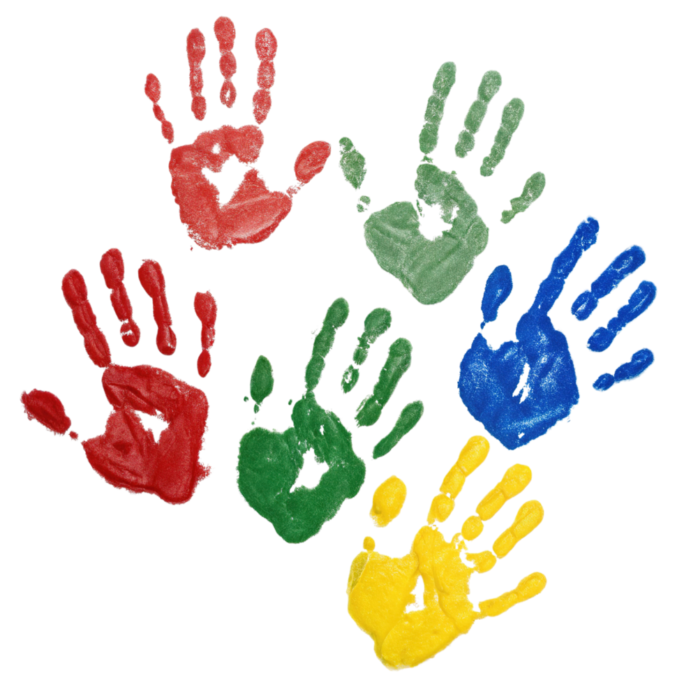 Colorful handprints isolated on transparent background png