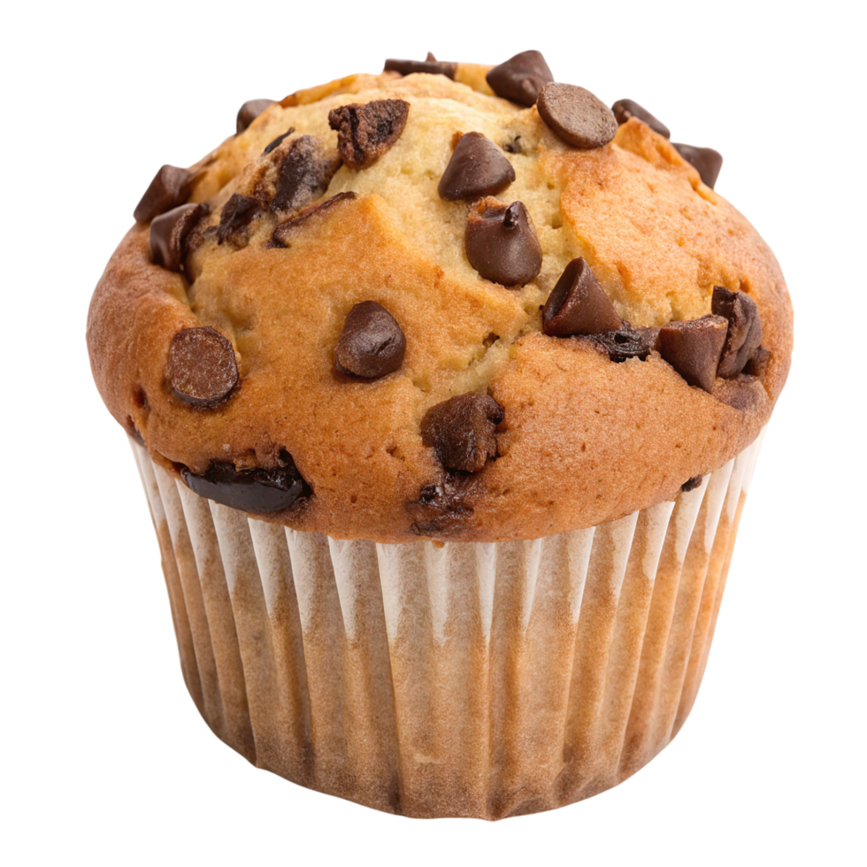 A chocolate chip muffin isolated on transparent background png
