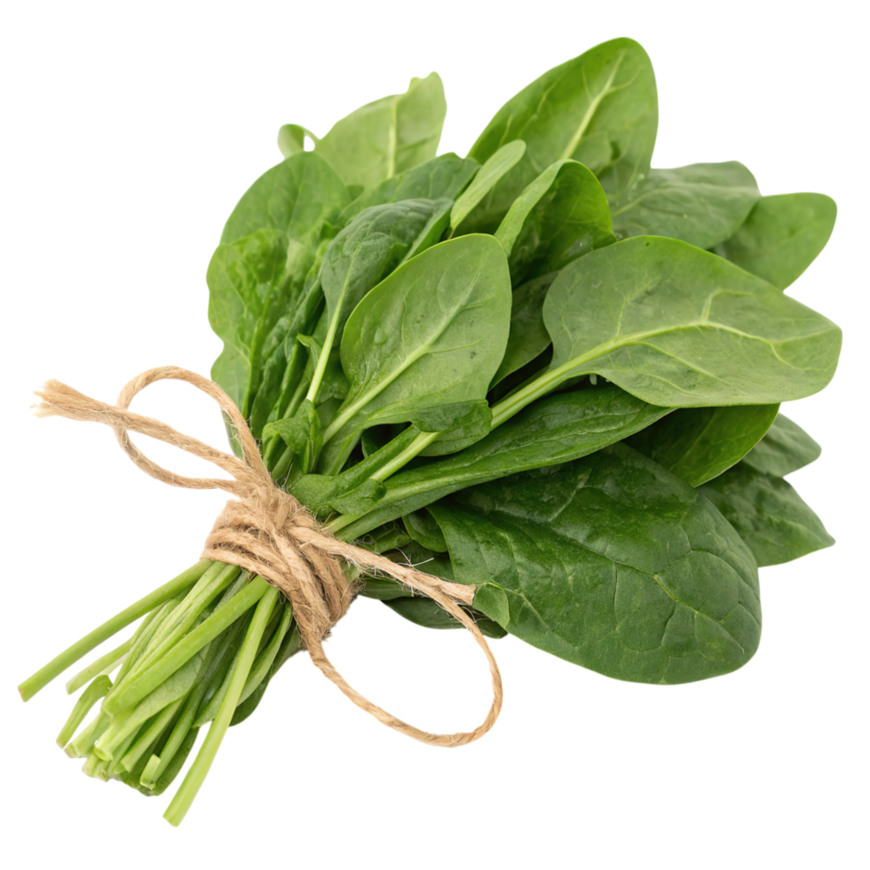 A bundle of fresh spinach isolated on transparent background png