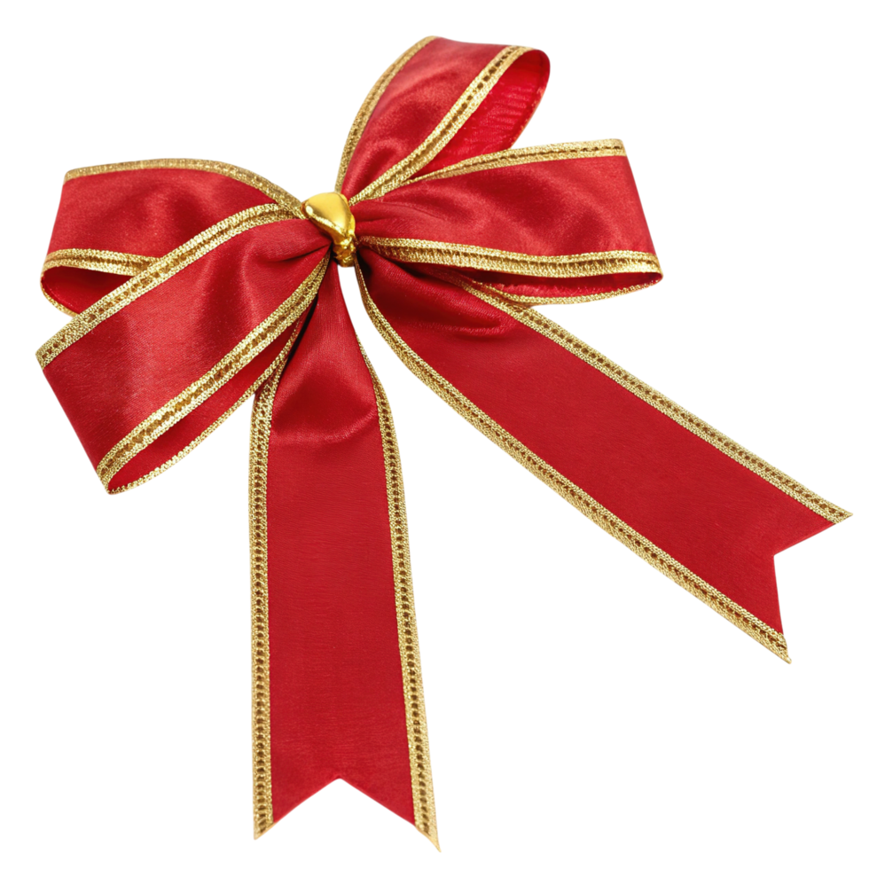 A red and gold ribbon bow isolated on transparent background png