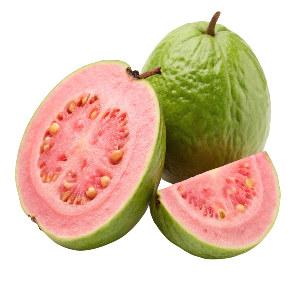 A sliced guava and a whole guava isolated on transparent background png