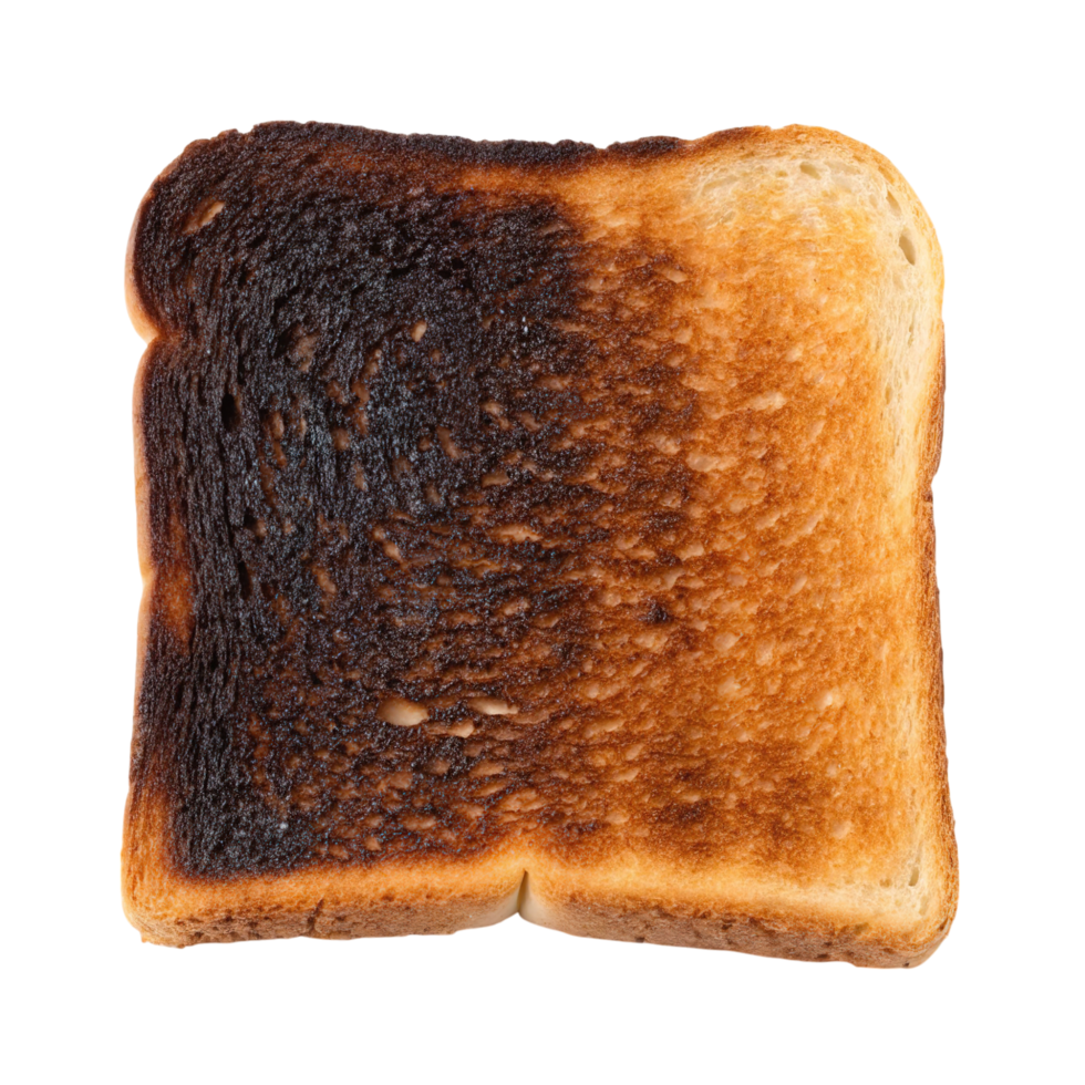 A slice of burnt toast isolated on transparent background png