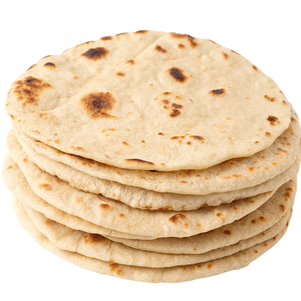 A stack of fresh tortillas isolated on transparent background png