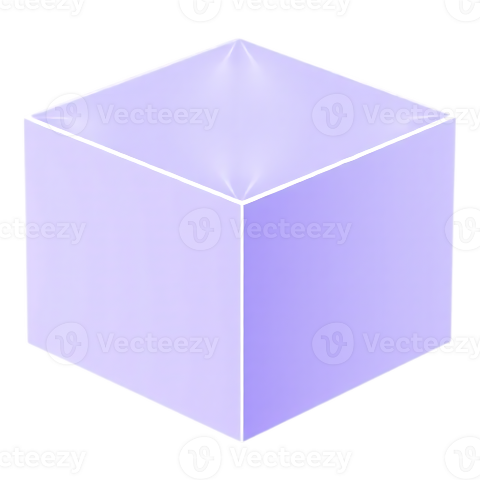Isometric purple cube with a gradient effect png