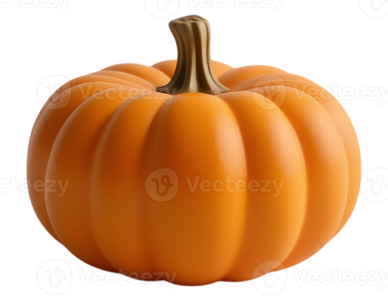 Realistic 3D Render of a Perfect Orange Pumpkin with a Stem png