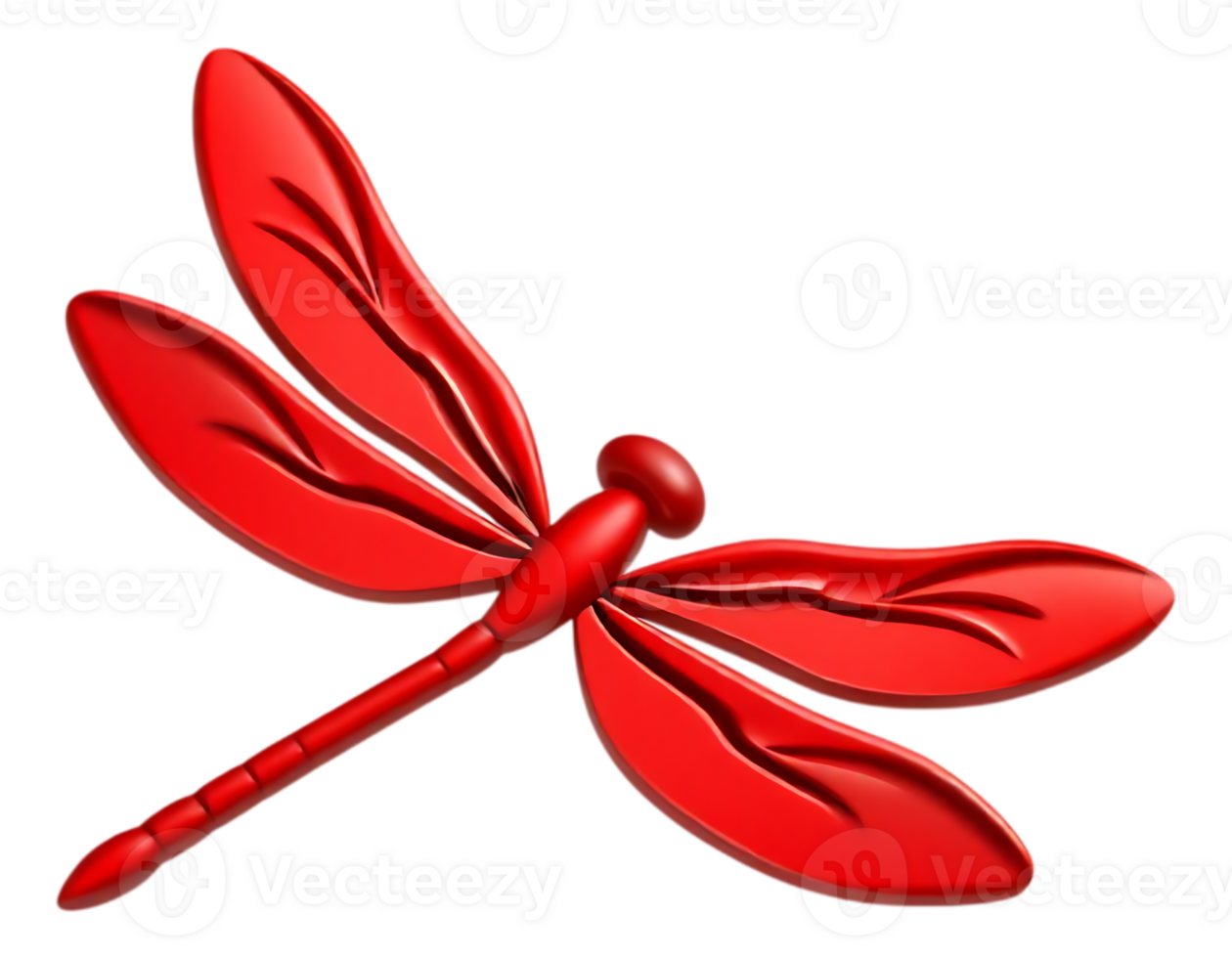 Vibrant Red Dragonfly Sculpture on Transparent Background png