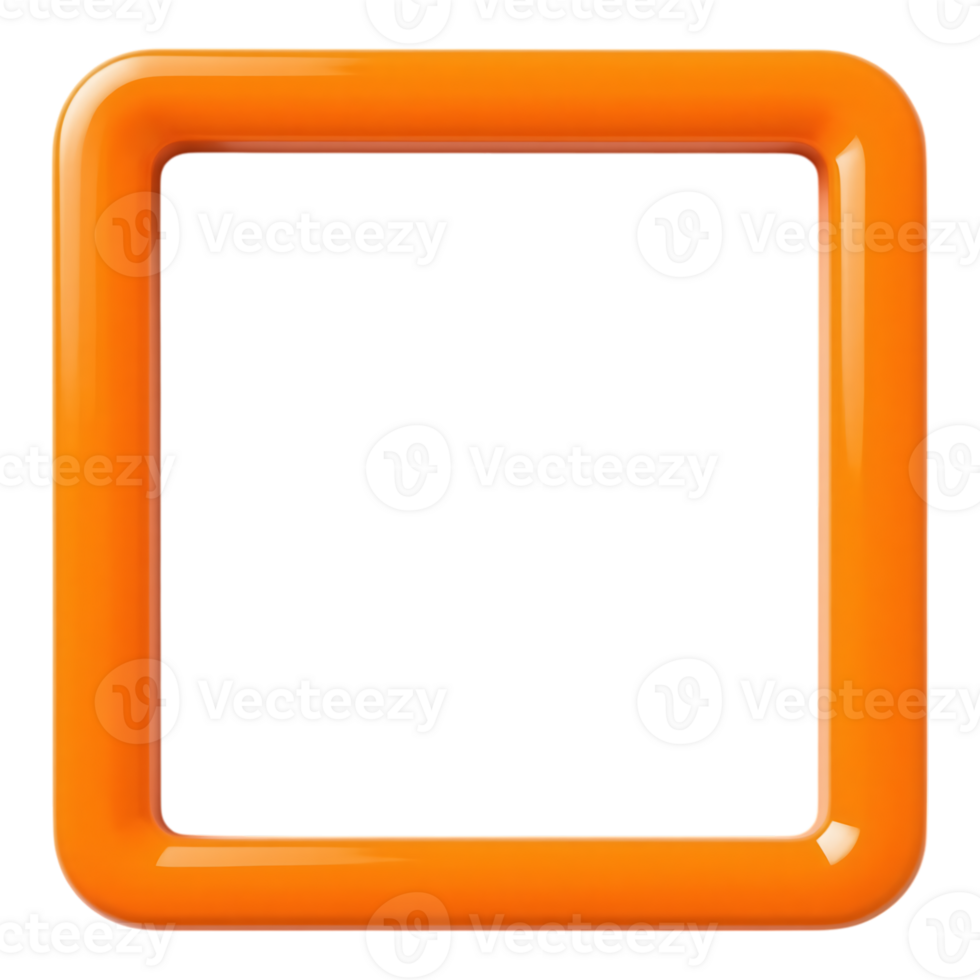 Orange 3D Rounded Square Frame png