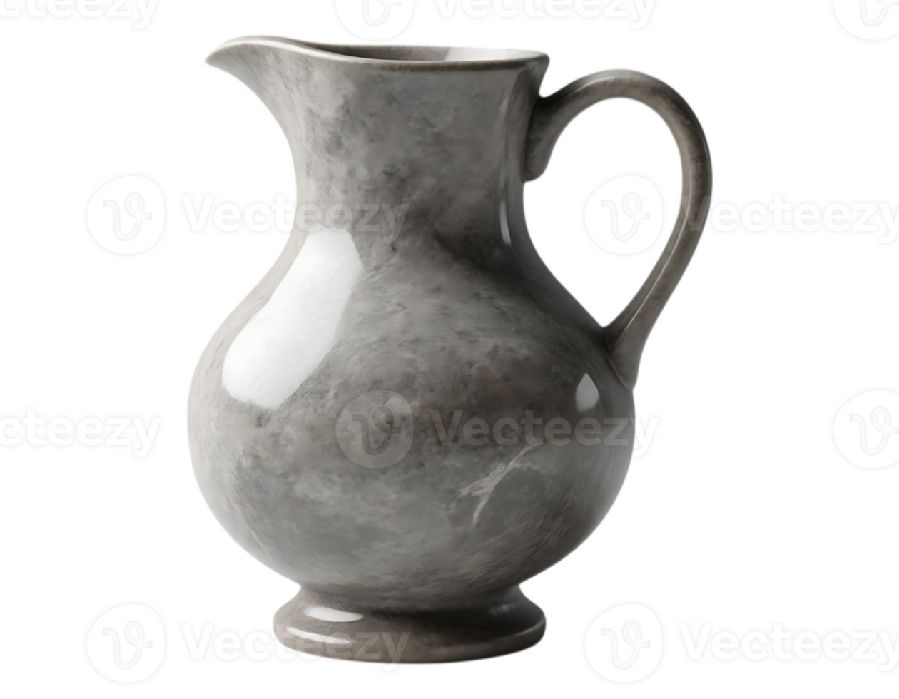 Elegant Grey Ceramic Pitcher with Handle and Spout png