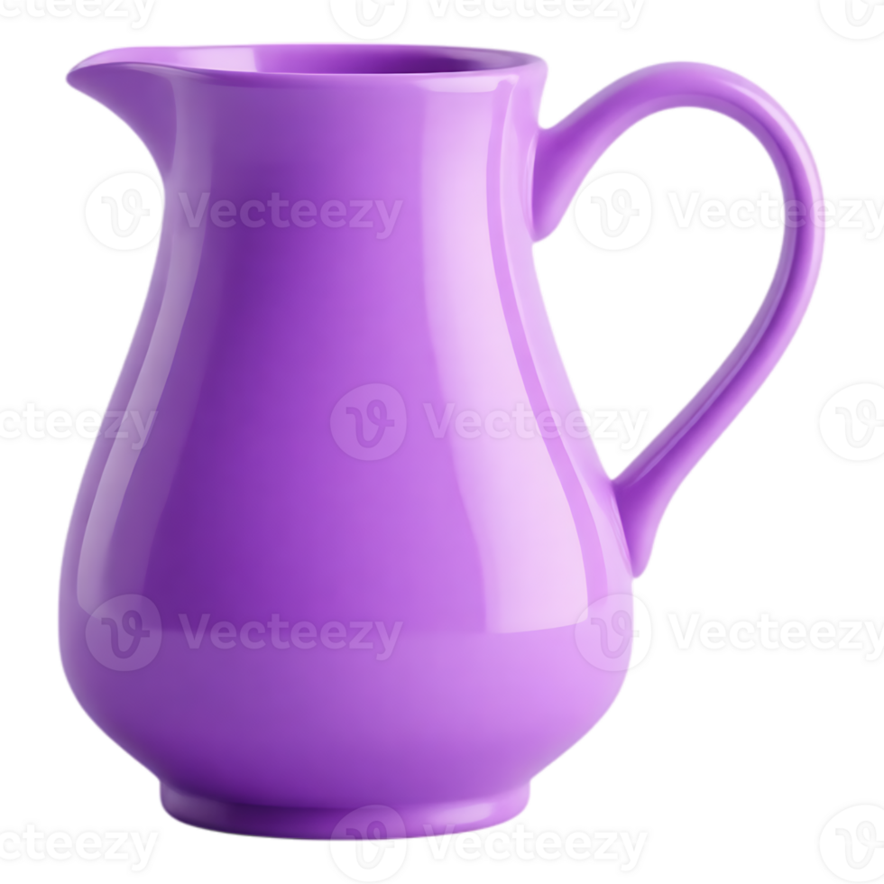 A Smooth, Glossy Purple Ceramic Pitcher Isolated on Transparent Background png
