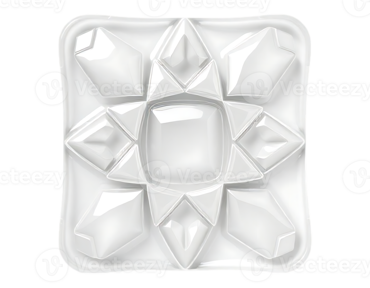 Glossy 3D Geometric Ornament on Square Base png